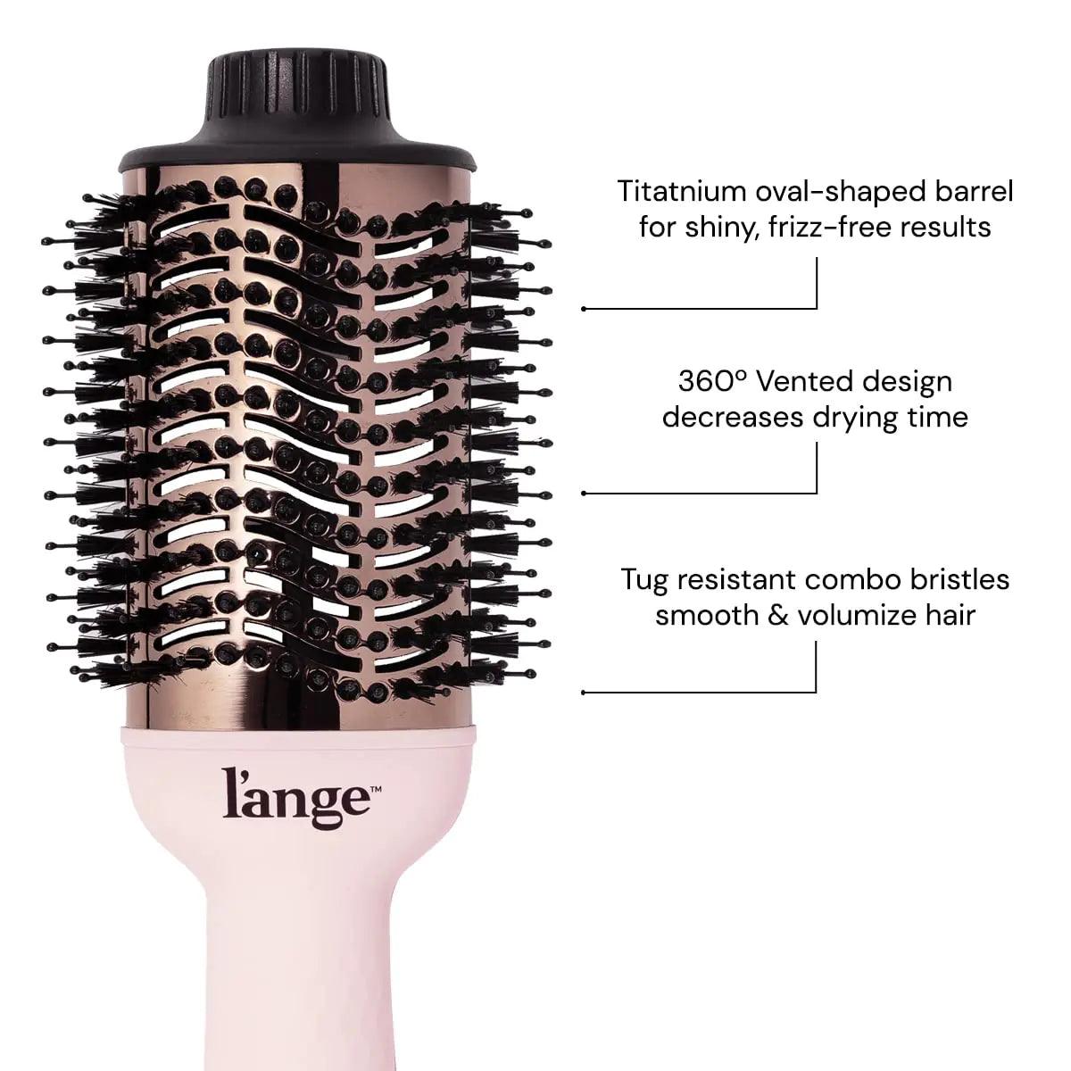 L'ANGE HAIR Le Volume 2-in-1 Titanium Blow Dryer Brush | Hot Air Brush in One with Oval Barrel | Hair Styler for Smooth, Frizz-Free Results for All Hair Types (Blush - 75 mm) (Blush - 75mm) - Evallys.com # #