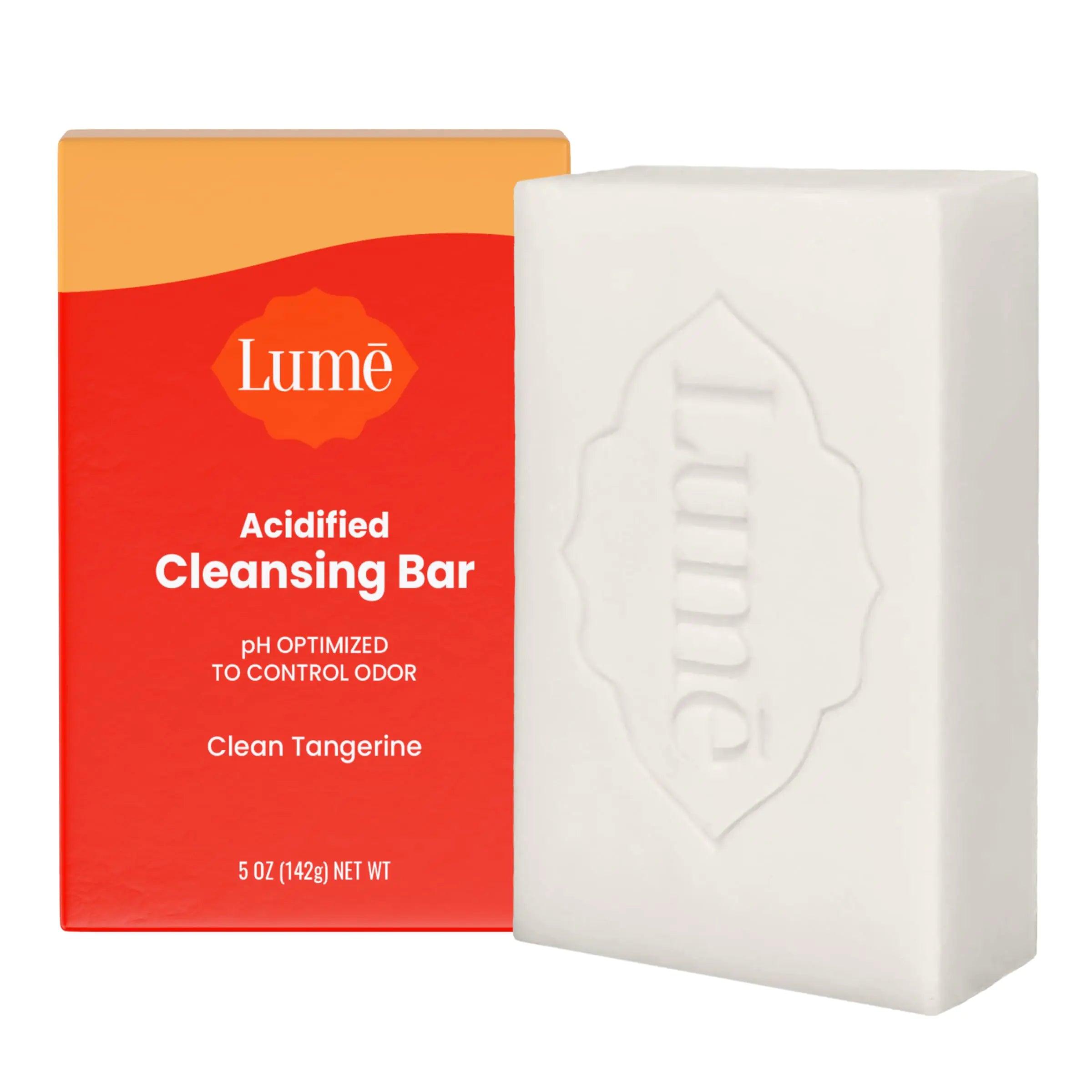 Lume Acidified Body Cleansing Bar - 24 Hour Odor Control - Removes Odor Better than Soap - Moisturizing Formula - Formulated Without SLS orParabens - OB/GYN Developed - 5 ounce (Clean Tangerine) Clean Tangerine - Evallys.com # #