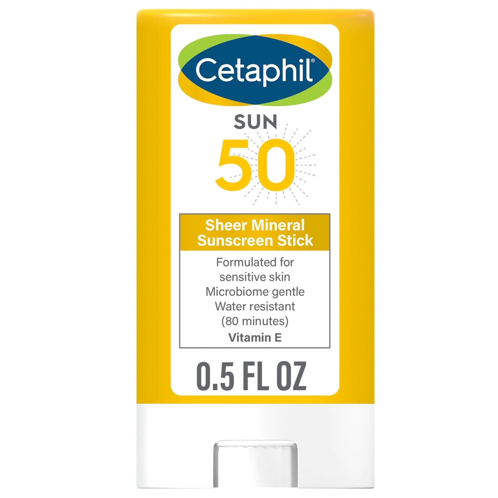 Cetaphil Sheer Mineral Sunscreen Stick for Face & Body, 0.5oz, 100% Mineral Sunscreen: Zinc Oxide & Titanium Dioxide, Broad Spectrum SPF 50, For Sensitive Skin - Evallys.com # #