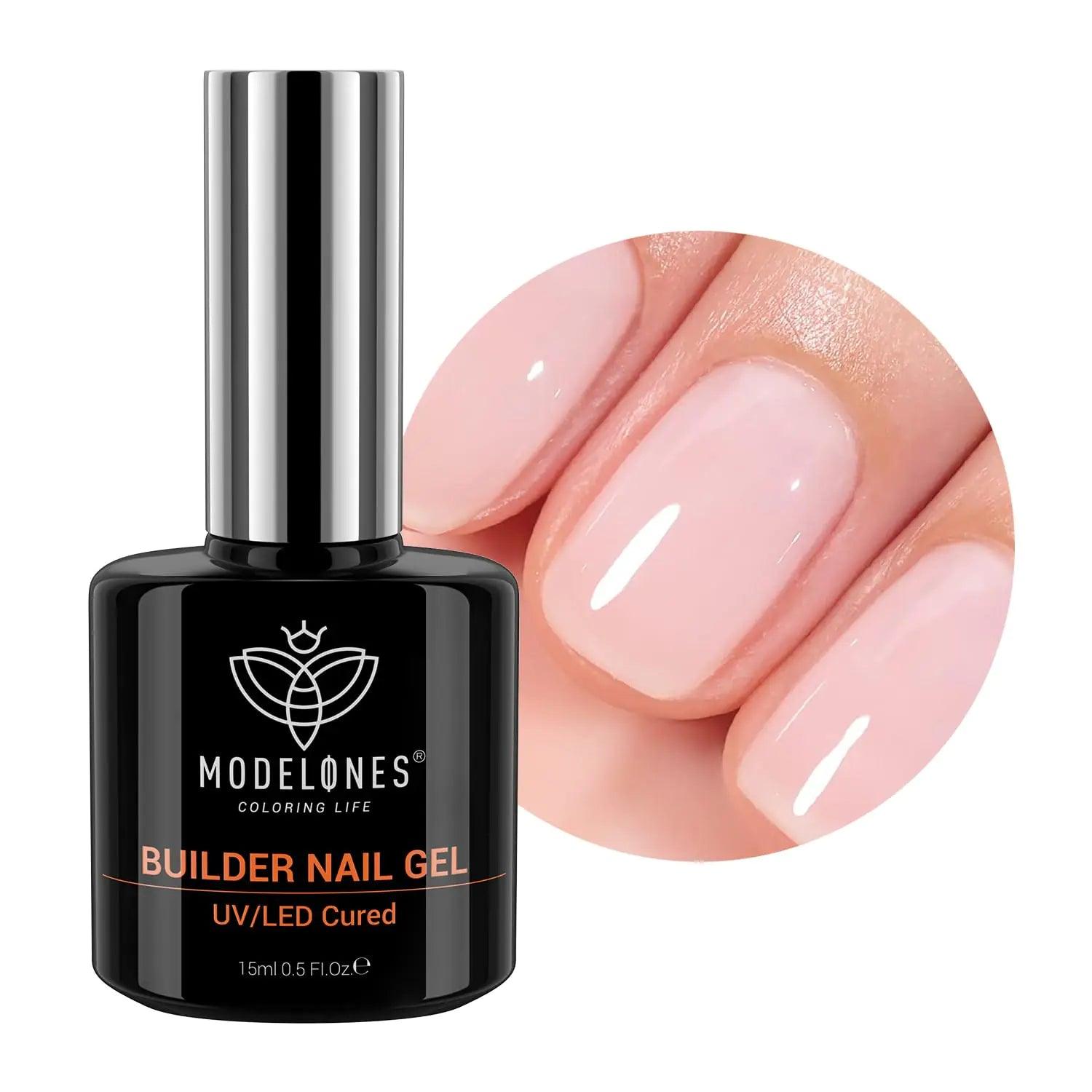 modelones Builder Nail Gel, 8-in-One Cover Nude Gel Builder, LED Nail Lamp Cured Hard Gel Builder for Nail Thickening Nail Strengthener Extension Gel Rubber Base Gel Polish Glue Gel in a Bottle A3-1Pcs 15ml Cover Nude Gel Builder - Evallys.com # #