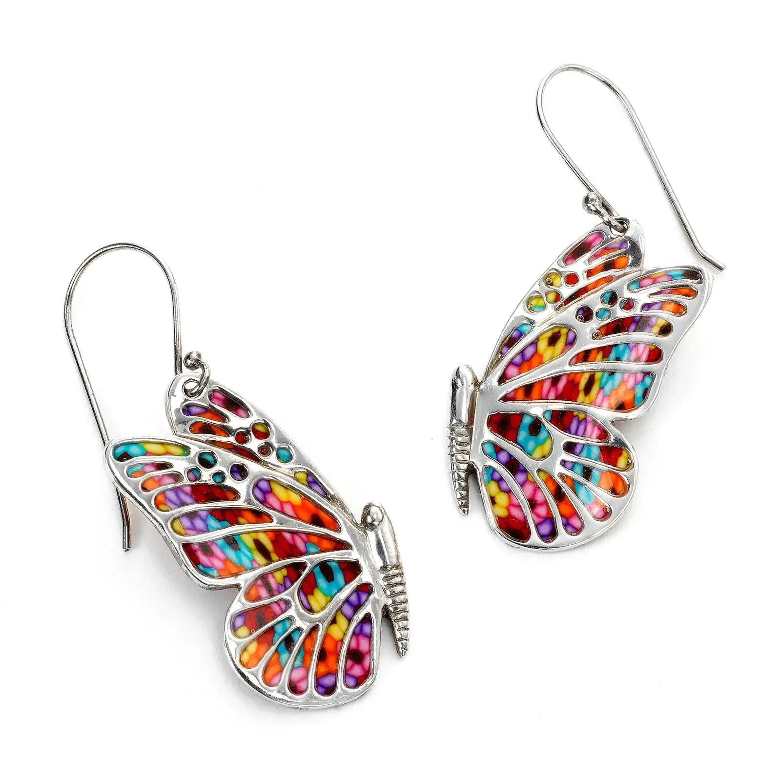 925 Sterling Silver Butterfly Dangle Earrings - Evallys.com # #