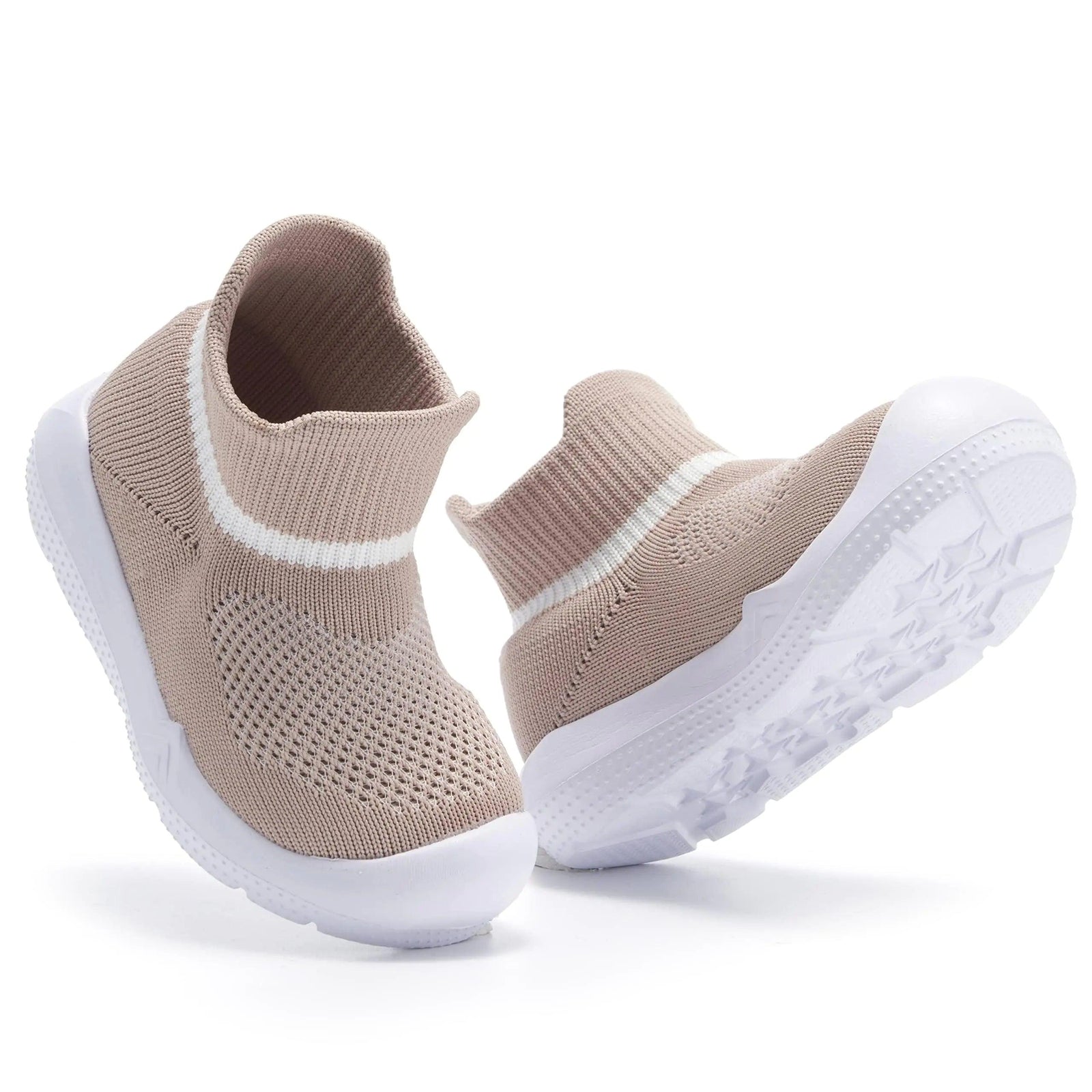 MORENDL Baby Sock Shoes Toddler Walking Shoes Infant Slippers Boys & Girls Non-Slip Sneakers 8 Toddler Beige - Evallys.com # #