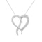 .925 Sterling Silver 1 cttw Diamond Heart and Ribbon 18" Pendant Necklace (I-J Clarity, I2-I3 Color) - 18" - Evallys.com # #