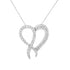 .925 Sterling Silver 1 cttw Diamond Heart and Ribbon 18" Pendant Necklace (I-J Clarity, I2-I3 Color) - 18" - Evallys.com # #