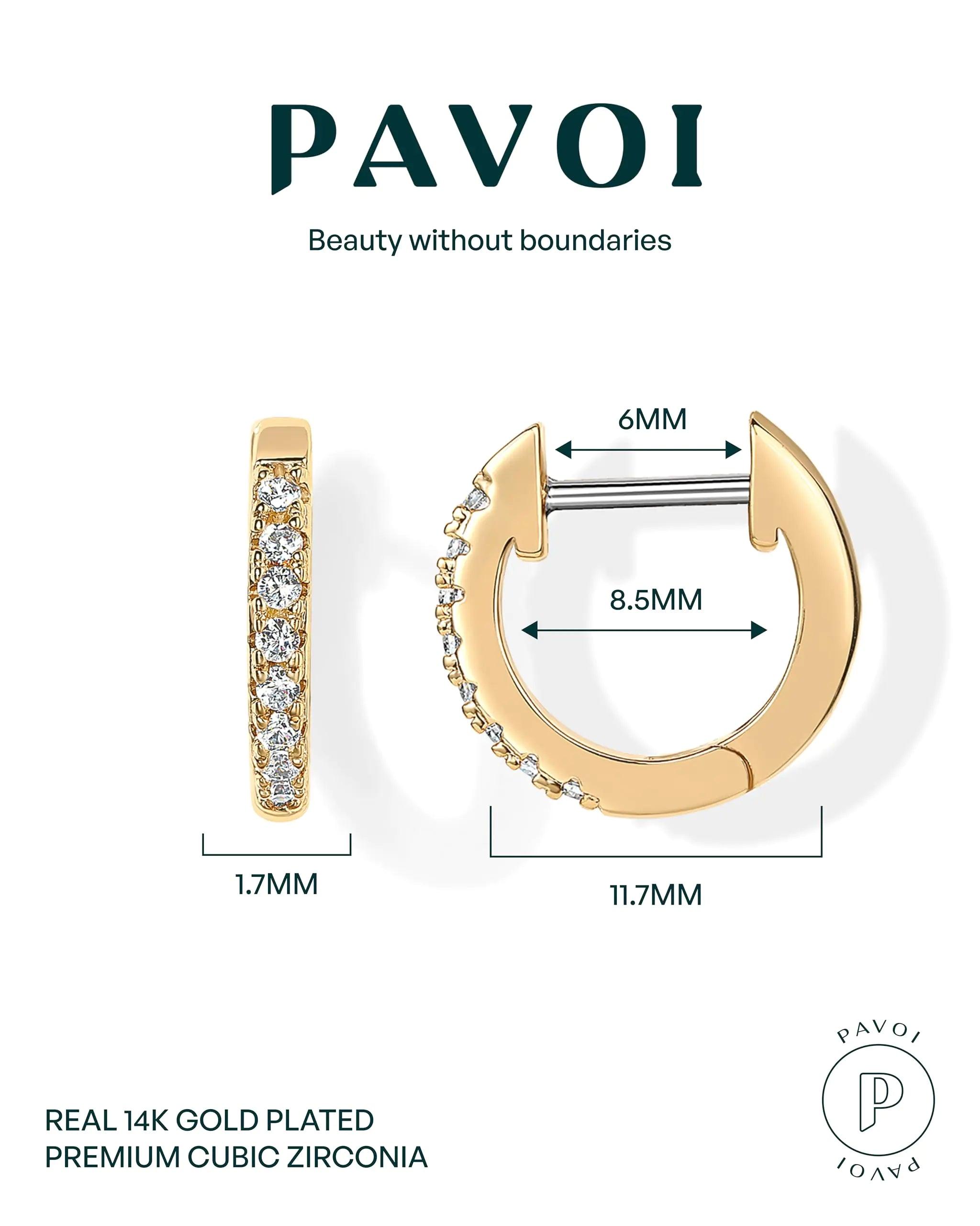 PAVOI 14K Gold Plated Cubic Zirconia Cuff Earrings Huggie Stud Yellow Gold - Evallys.com # #