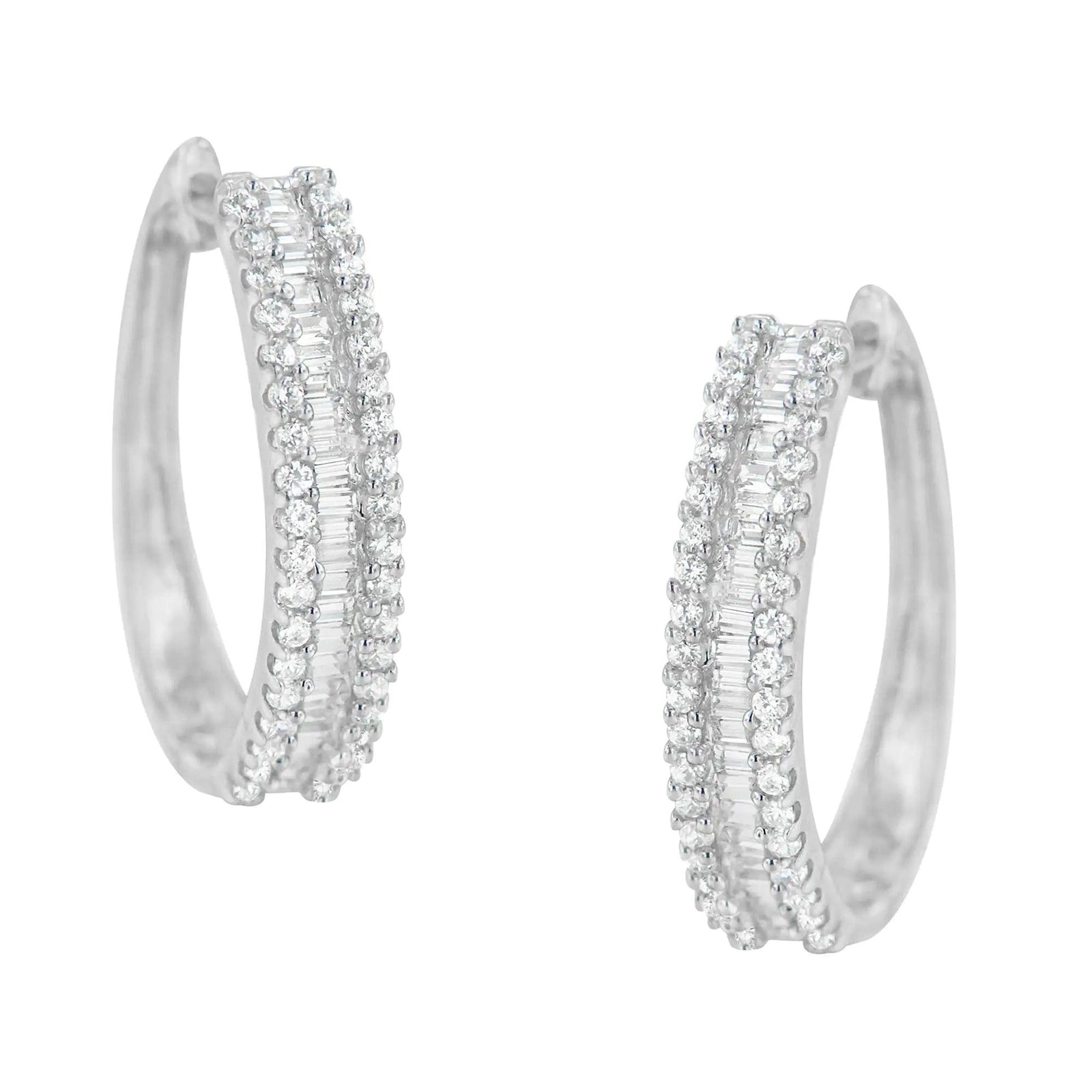 10K White Gold Diamond Hoop Earrings (3/4 cttw, I-J Color, I2-I3 Clarity) - Evallys.com # #