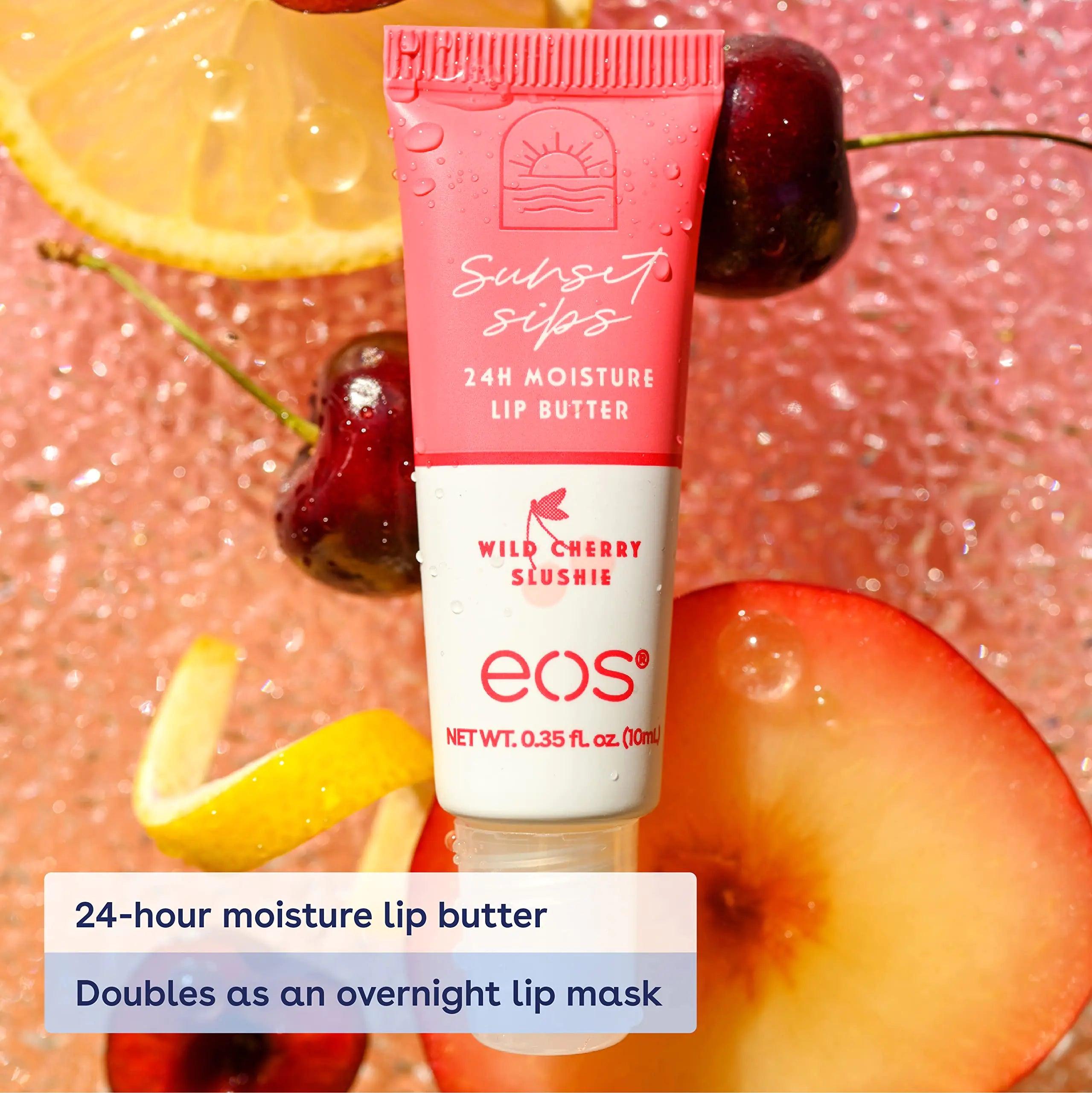 eos Sunset Sips Lip Butter Tube- Wild Cherry Slushie, 24-Hour Moisture, Overnight Lip Mask, Lip Care Products, 0.35 fl oz (Pack of 2) 0.35 Fl Oz (Pack of 2) - Evallys.com # #