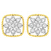 10K Yellow Gold Plated .925 Sterling Silver 1/4 cttw Diamond "Flower in a Box" Stud Earrings (I-J Color, I2-I3 Clarity) - Evallys.com # #