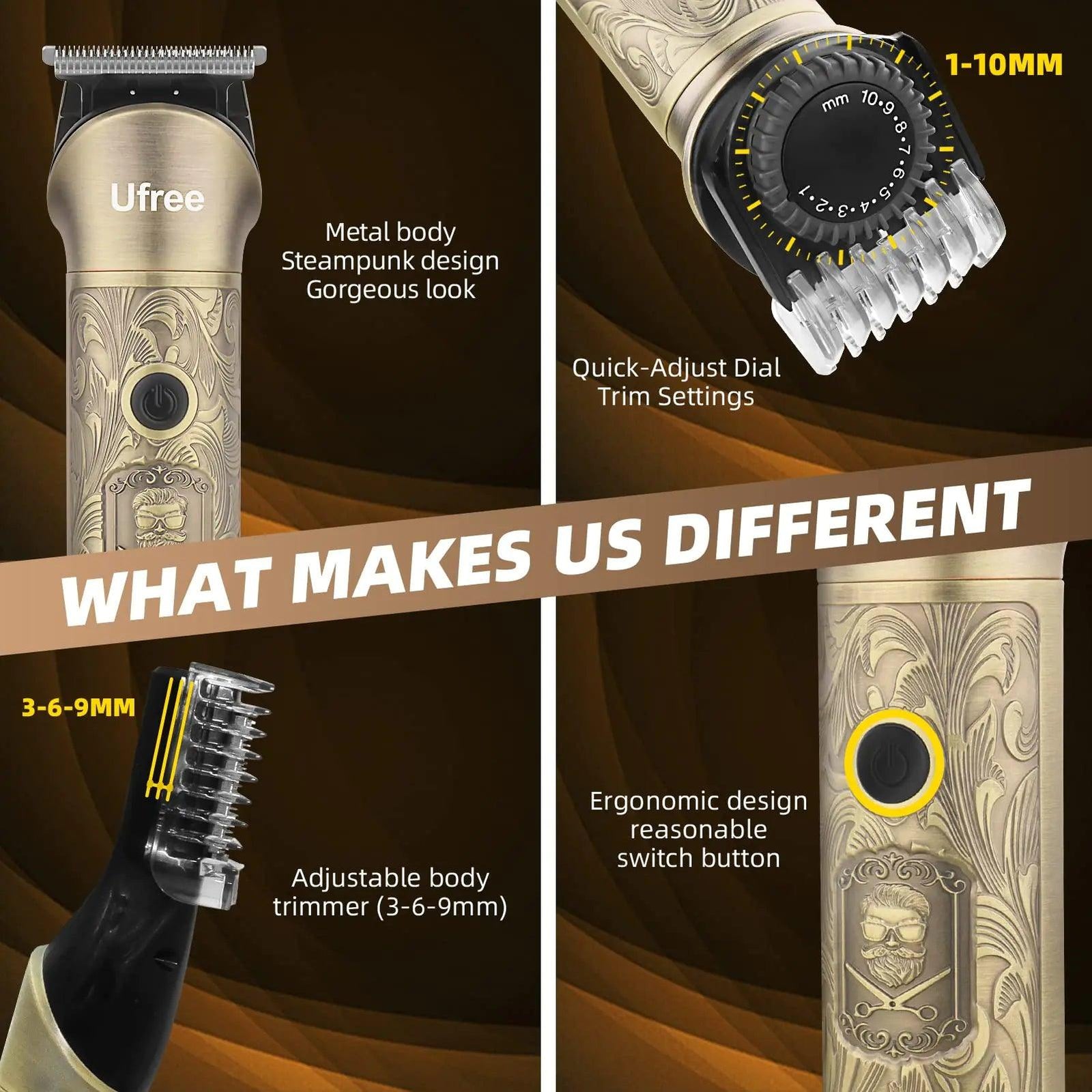 Ufree Beard Trimmer for Men, Cordless Hair Clippers, Electric Razor Shavers for Men, Shaving Kit for Mustache Body Nose Ear Hair Facial, 7 in 1 Beard Grooming Kit Fathers Gifts for Dad - Evallys.com # #