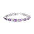 .925 Sterling Silver 7x5mm Oval Amethyst and Diamond Accent X-Link Bracelet (H-I Color, SI1-SI2 Clarity)  - Size 7" - Evallys.com # #