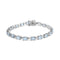 .925 Sterling Silver 11.0 Cttw Oval Shaped Created Light Blue Topaz Link Bracelet - 7 inch - Evallys.com # #