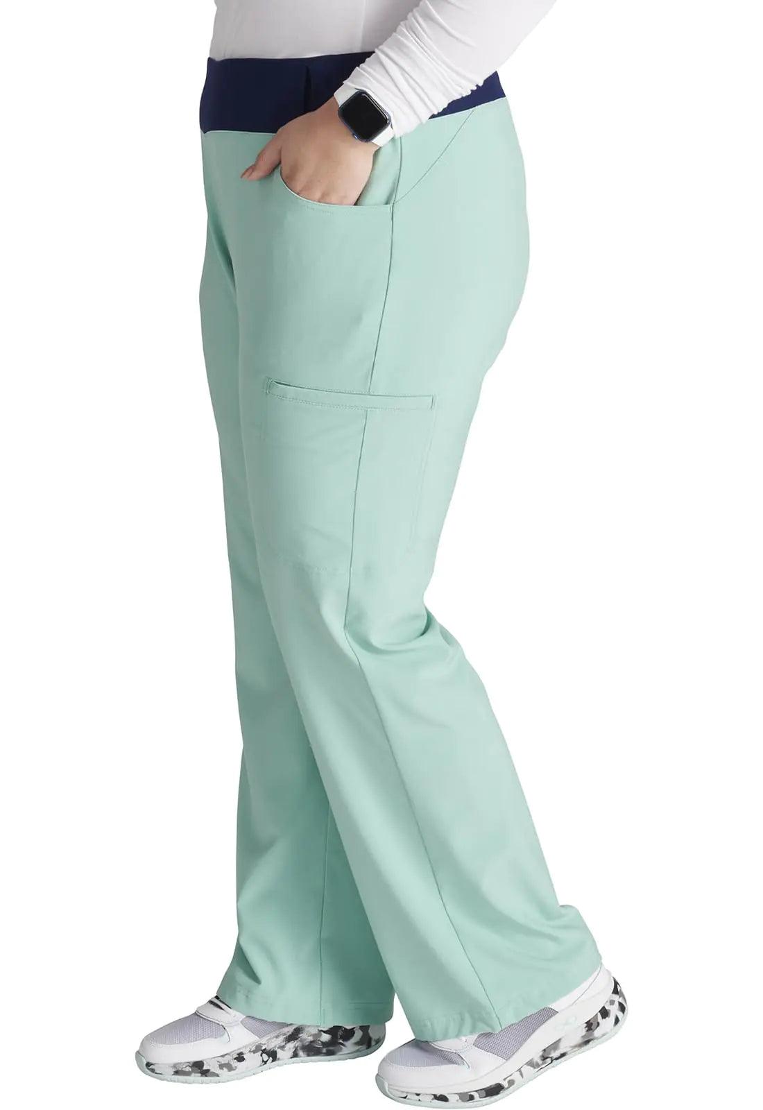 Iflex Scrubs for Women, Yoga-Inspired Knit Waistband Scrub Pants CK002 XX-Large Plus Petite Soft Sea - Evallys.com # #