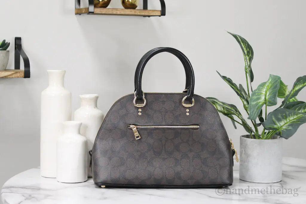 Coach Katy Brown Black Signature Coated Canvas Dome Satchel - Evallys.com # #