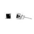 14K White Gold Princess-Cut Treated Black Diamond Classic 4-Prong Stud Earrings - Pushback - Evallys.com # #