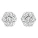 14K White Gold 1/3 Cttw Floral Cluster Diamond Stud Earrings with Screw backs (I-J Color, SI2-I1 Clarity	) - Evallys.com # #