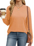 WIHOLL Womens Long Sleeve Shirts Loose Fits Fall Outfits Basic Casual Tunic Tops Crewneck Clothes Orange Large - Evallys.com # #