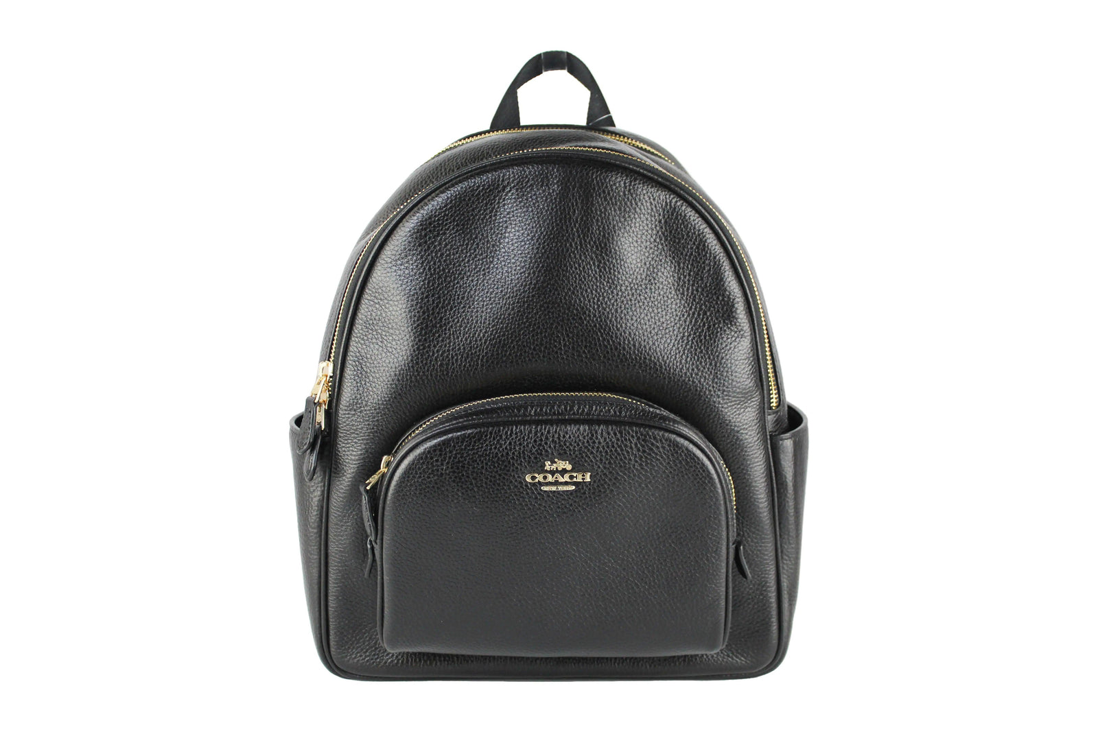 Coach (5666) Court Medium Black Pebbled Leather Backpack Shoulder Bag Bookbag - Evallys.com # #