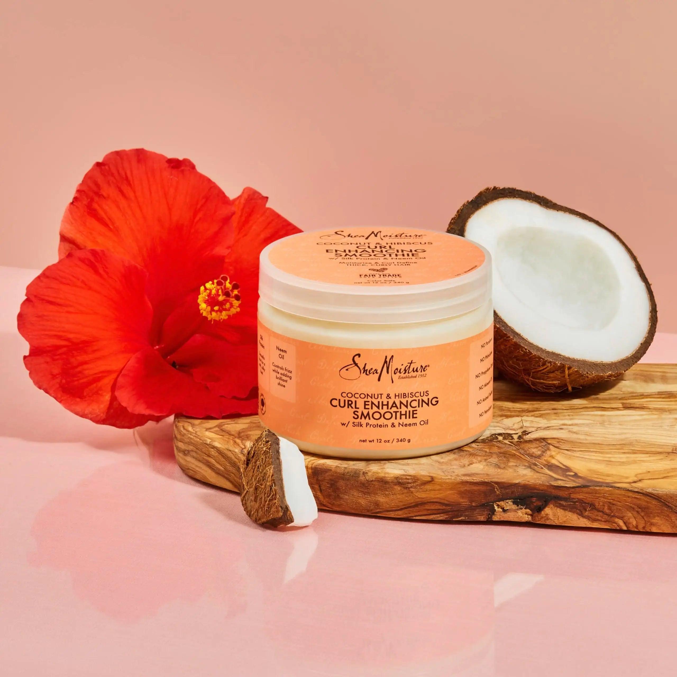 SheaMoisture Smoothie Curl Enhancing Cream Coconut and Hibiscus for Thick, Curly Hair Sulfate Free and Paraben Free 12 oz 12 Ounce (Pack of 1) - Evallys.com # #