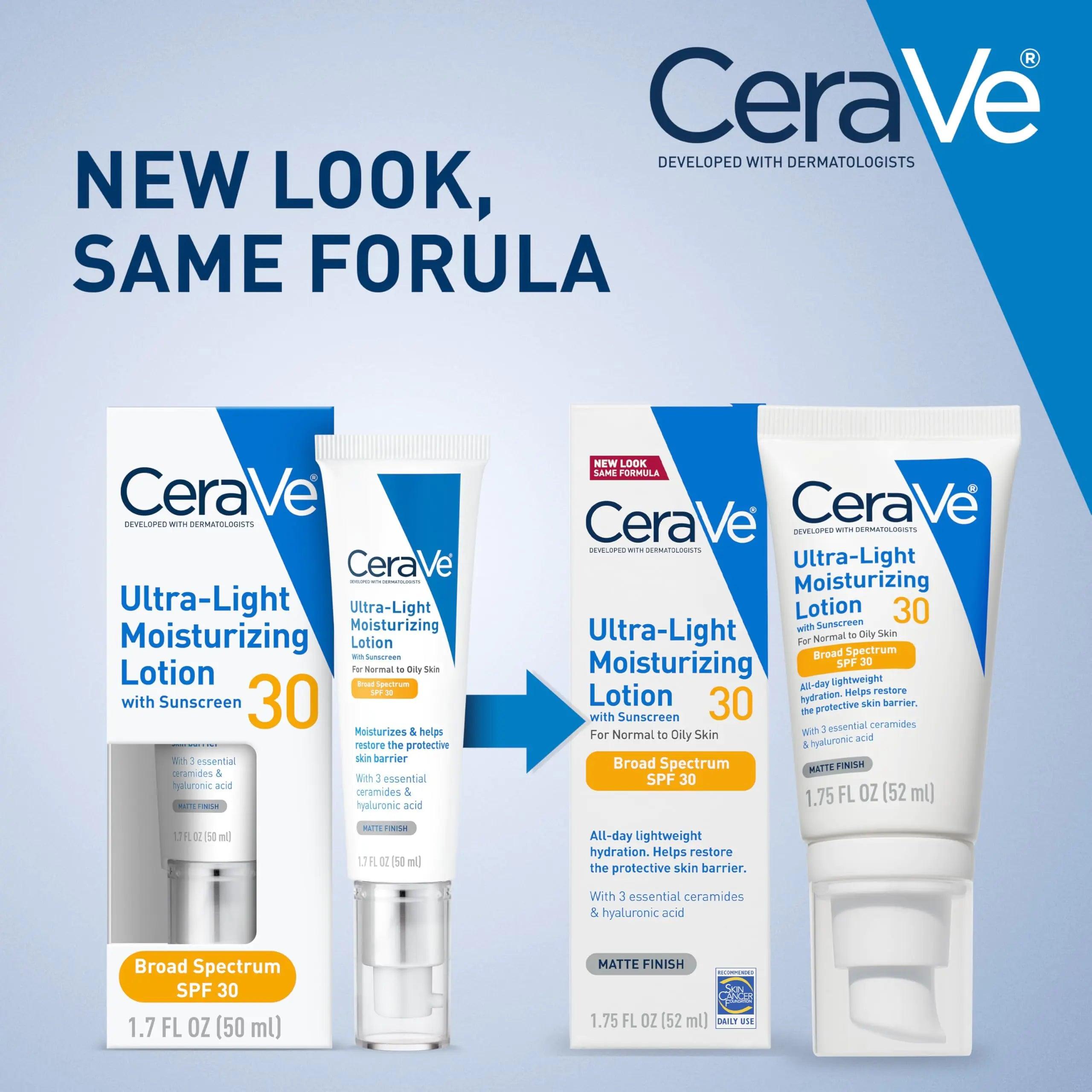 CeraVe Ultra-Light Moisturizing Lotion With SPF 30| Daily Face Moisturizer with SPF | Formulated with Hyaluronic Acid & Ceramides | Broad Spectrum SPF | Oil Free | Matte Finish | 1.7 Ounce - Evallys.com # #