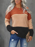 Dokotoo Womens Color Block Sweaters Long Sleeve Crewneck Pullover Knit Jumper Tops X-Large D Orange - Evallys.com # #