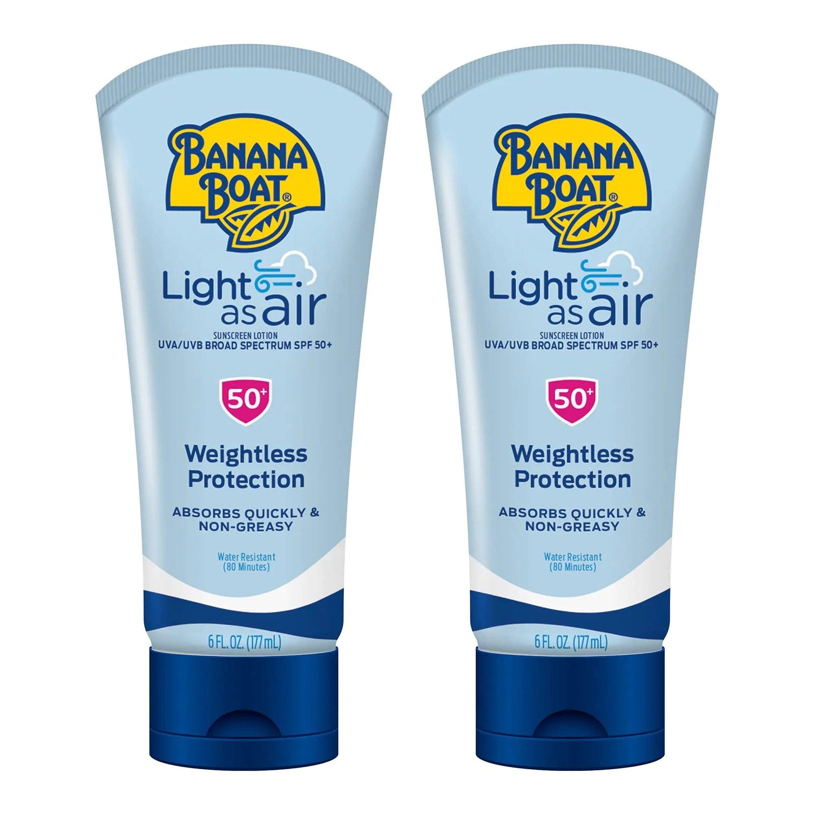 Banana Boat Light As Air Sunscreen Lotion SPF 50 Twin Pack and Sport Ultra SPF 50 Sunscreen Lotion Bundle 6 Fl Oz (Pack of 2) Lotion + SPF 50 Lotion - Evallys.com # #