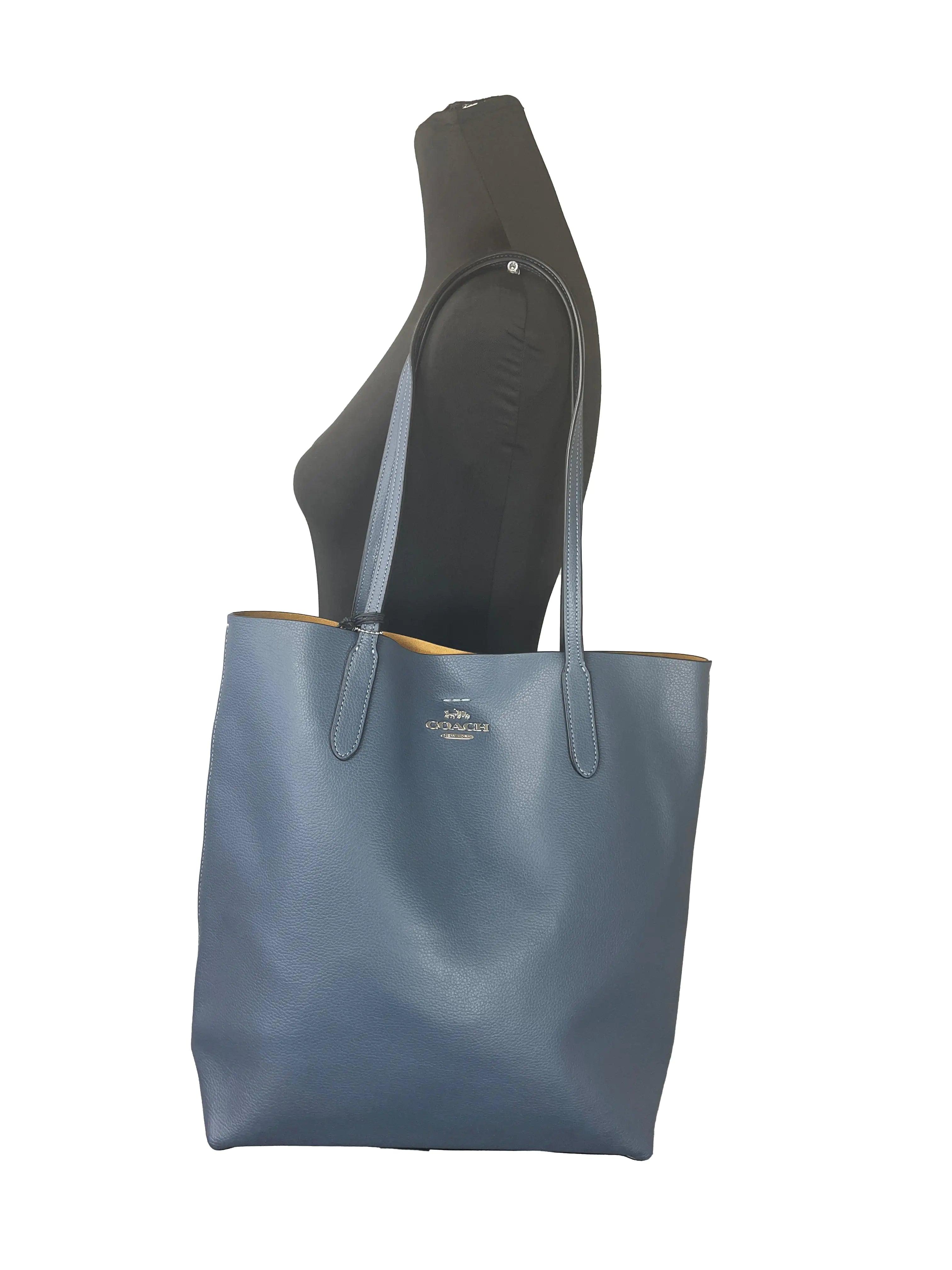 Coach (CP037) Leather Denim Thea Tote Shoulder Purse Bag - Evallys.com # #