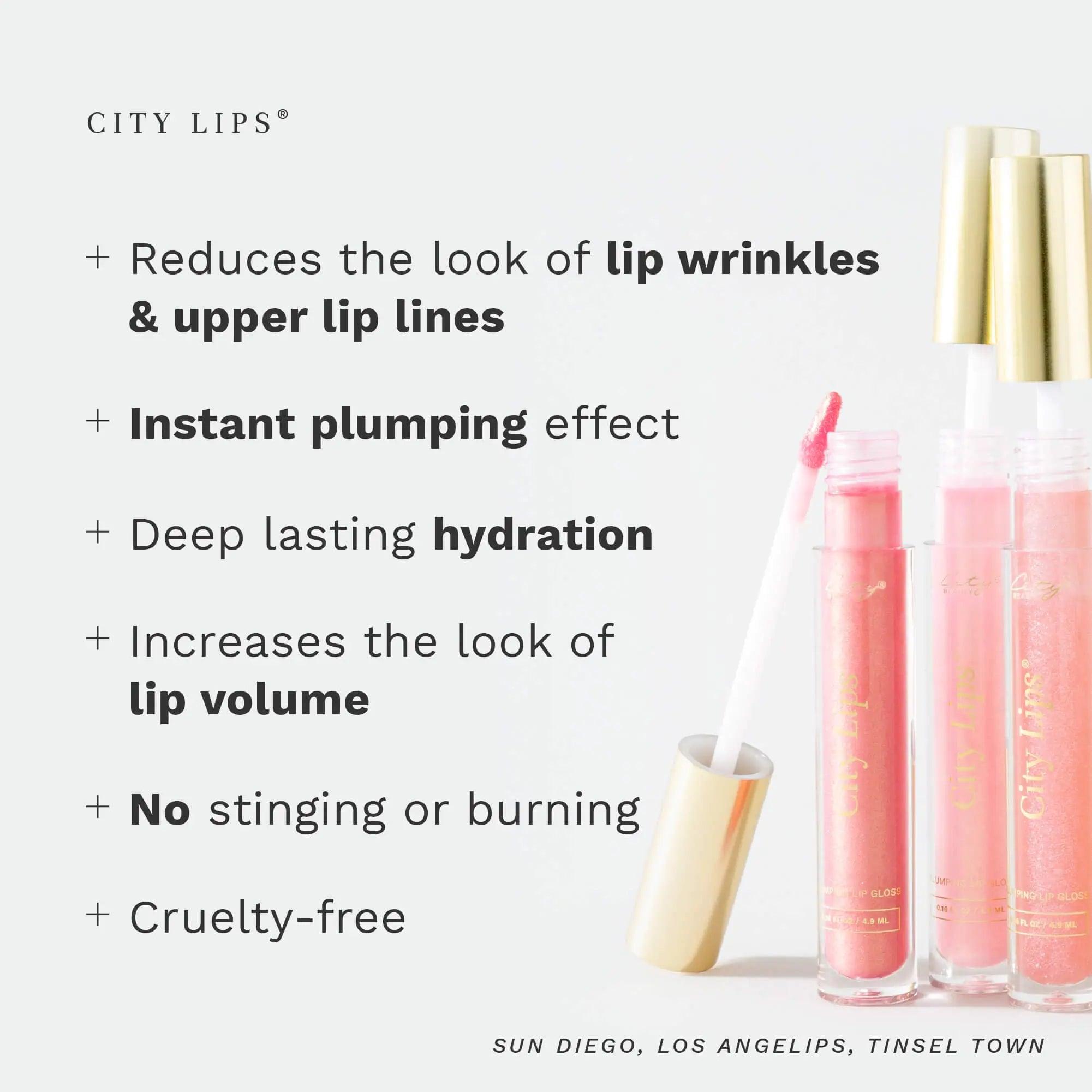 City Beauty City Lips Plumping Lip Gloss Nude - High-Shine Gloss for Fuller, Younger-Looking Lips | Hydrating & Smoothing Lip Treatment Hyaluronic Acid - Evallys.com # #