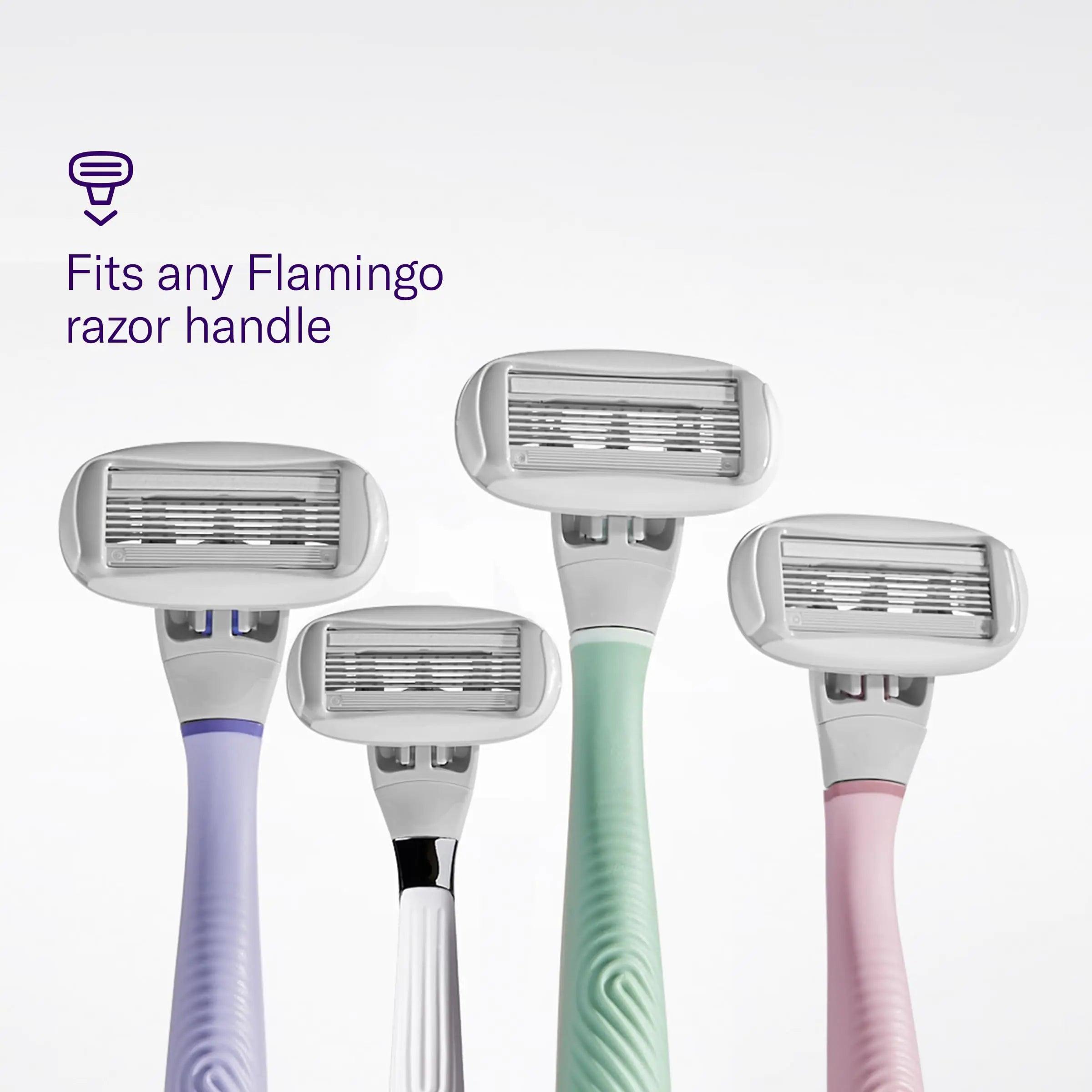 Flamingo Razors for Women 6 count 5-Blade Refills + Foaming Shave Gel 6 Piece Set - Evallys.com # #